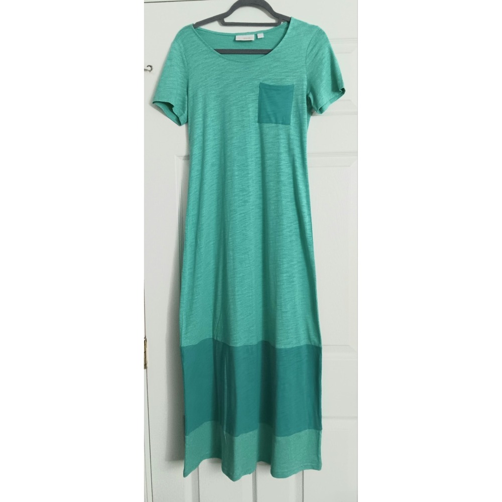 Belle by Kim Gravel Dress Women's Size XXS Slub Knit Color Block Maxi w/Pocket